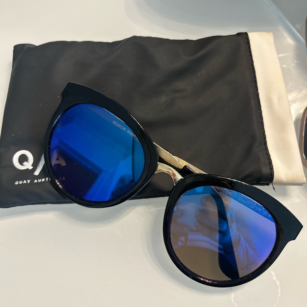 Quay Australia Black Sunglasses with Blue Lenses